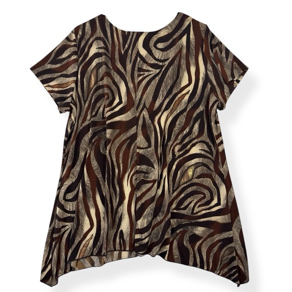 Dressbarn Top Womens XL Brown Beige Tunic - Picture 2 of 9